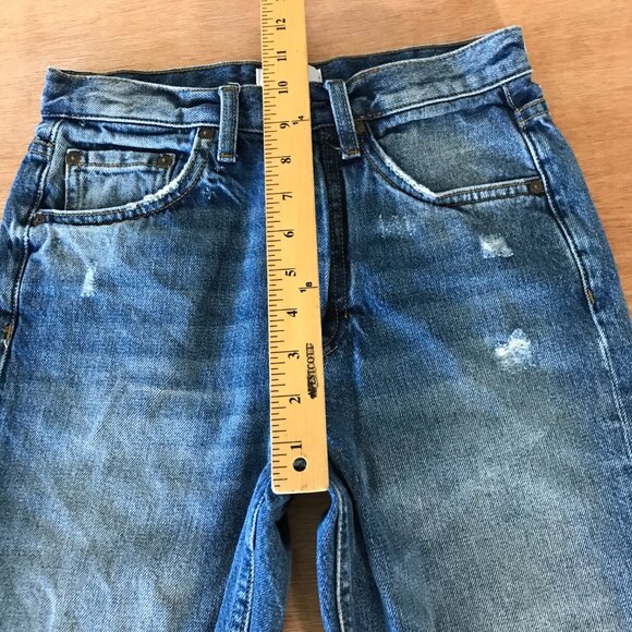 Boyish Billy Jeans Women 26 Blue Mid Rise Button Fly Distressed Raw Hem Boho - Picture 7 of 12